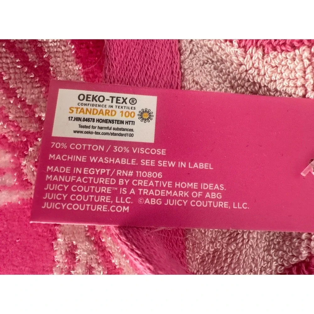 Juicy Couture Pink Bow Heart Bath Towel Love Juicy Bath Towel NWT